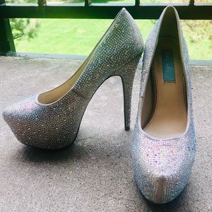 Betsy Johnson Blue SB Wish  Rhinestone Platforms